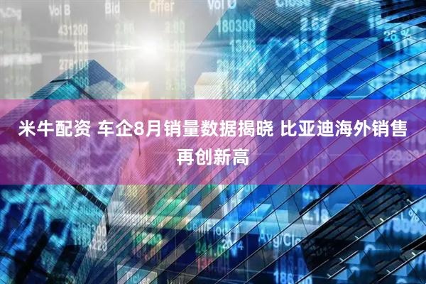 米牛配资 车企8月销量数据揭晓 比亚迪海外销售再创新高